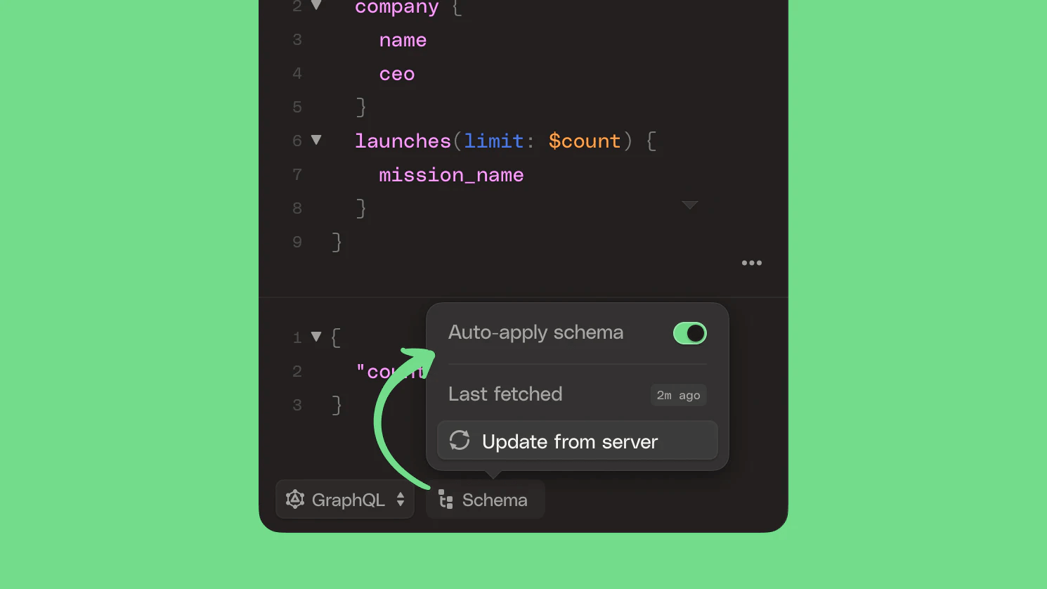 GraphQL schema loading menu