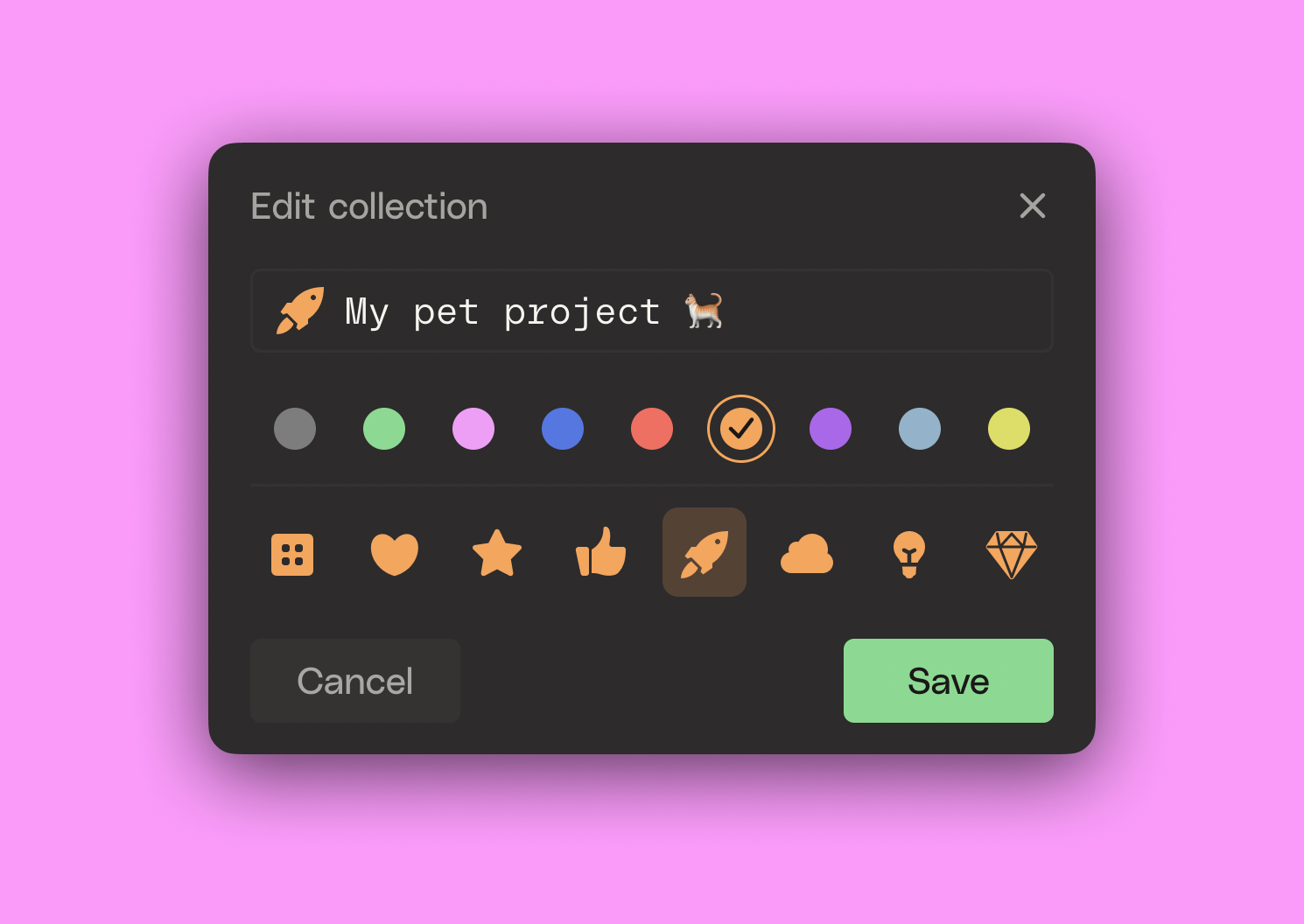 collection icon and color